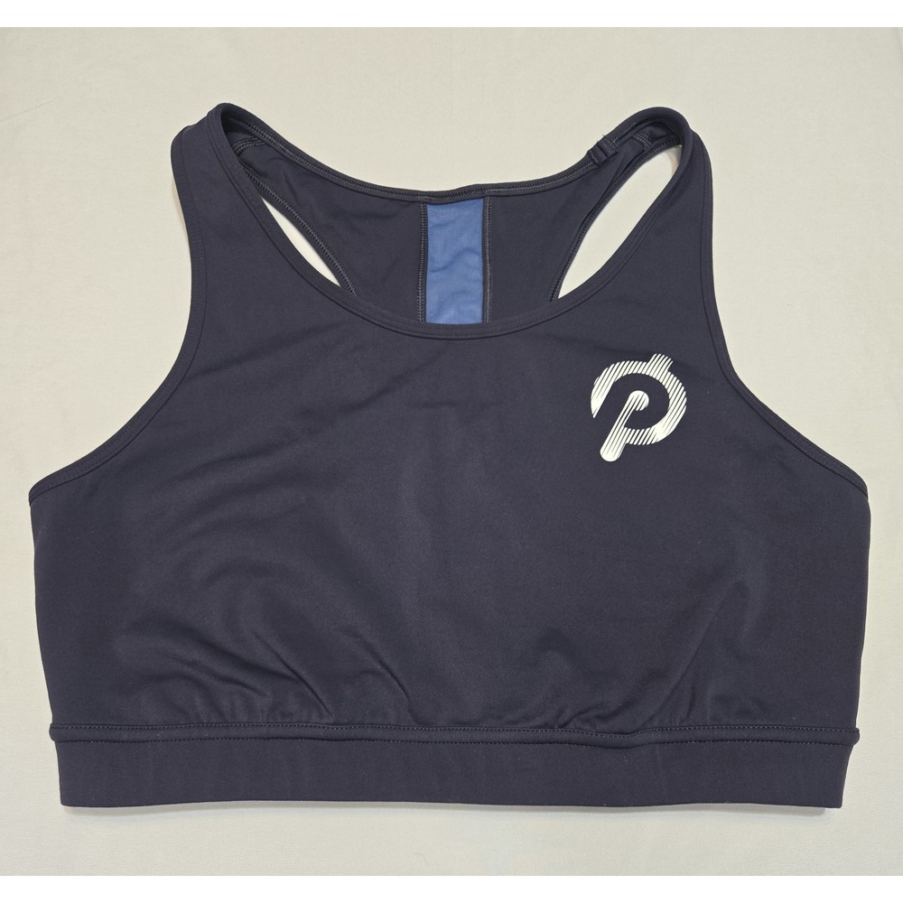 Peloton Advance Racerback Sport Bra Top Navy‎ Blue Size Large Without Pads Logo